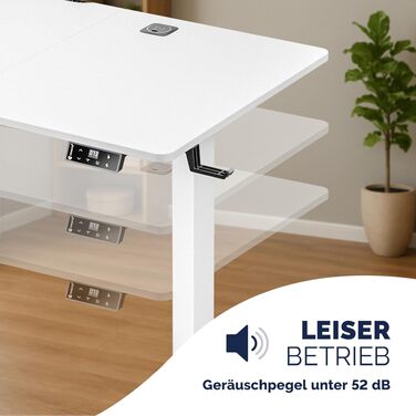 Ергономічний електричний стіл Casaria® 120x60 см з бездротовою зарядкою, USB-C/A, LCD-дисплеєм та пам'яттю (білий)