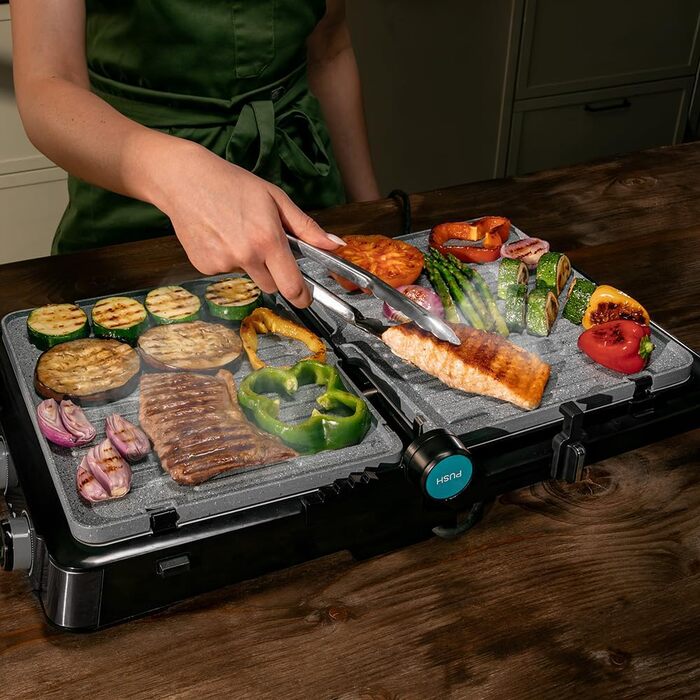 Електричний контактний гриль Cecotec Rock'nGrill 2200 Dual, розкладний на 180°, 29x23 см, 2200 Вт