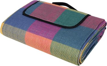 Пікнікова ковдра SONGMICS 195x150 см, водонепроникна, складана, для парку, саду, пляжу, машинне прання, червоно-зелено-оранжева