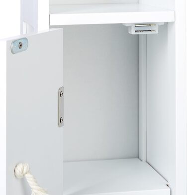 Підлоговий тримач для туалетного паперу Relaxdays, білий, з полицею, 71x18x20 см, шнурова ручка, шафка для туалетного паперу, МДФ